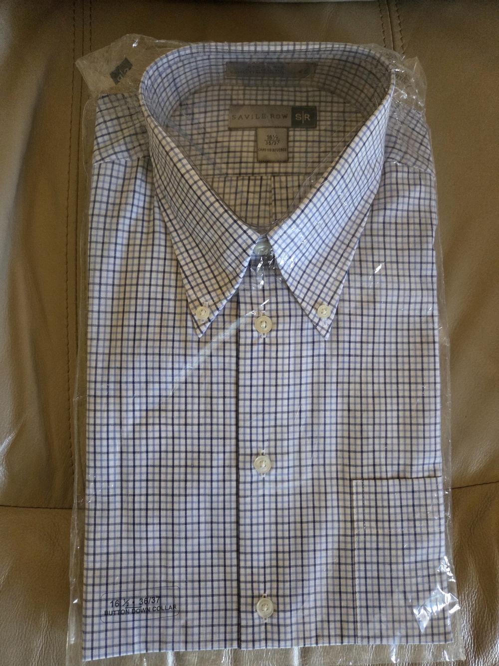 Regular Fit Blue Check Button-Down Dress Shirt